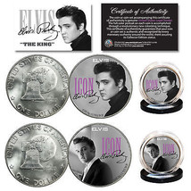 ELVIS PRESLEY Icon Official 1976 Bicentennial IKE Eisenhower Dollar 2-Co... - £14.87 GBP