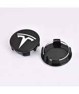 4 pcs 56mm Tesla Wheel Center Cap Black white emblem Hub caps - $333.55 MXN