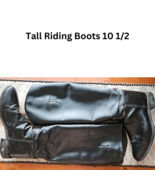 Tall Black Horse Equestrian Riding Boots Size 10 1/2 USED - £40.08 GBP