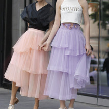 Purple High-low Layered Tulle Skirt Outfit Women Plus Size Fluffy Tulle Skirt image 2