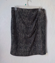 New York Co Black White Chevron Stripes Pencil Skirt Pleat Side Stretch ... - £11.62 GBP