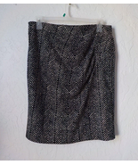 New York Co Black White Chevron Stripes Pencil Skirt Pleat Side Stretch ... - £11.72 GBP
