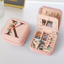 Gift for Women Teen Girls Pink Travel Jewelry Case Organizer Initial Sma... - $37.39