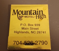 Vintage Matchbook Cover  Mountain Motel-High  Highlands, NC Unstruck - $97.85 MXN