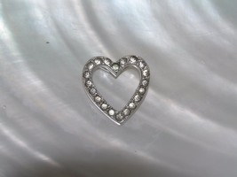 Vintage Sterling Silver Marked Clear Rhinestone Outline HEART Slide Pendant –  - £8.32 GBP