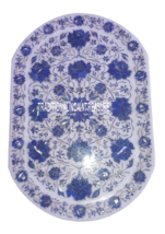 12&quot;x18&quot; Marble Tray Lapis Lazuli Inlay Semi Precious Stone Christmas Gifts - £374.61 GBP