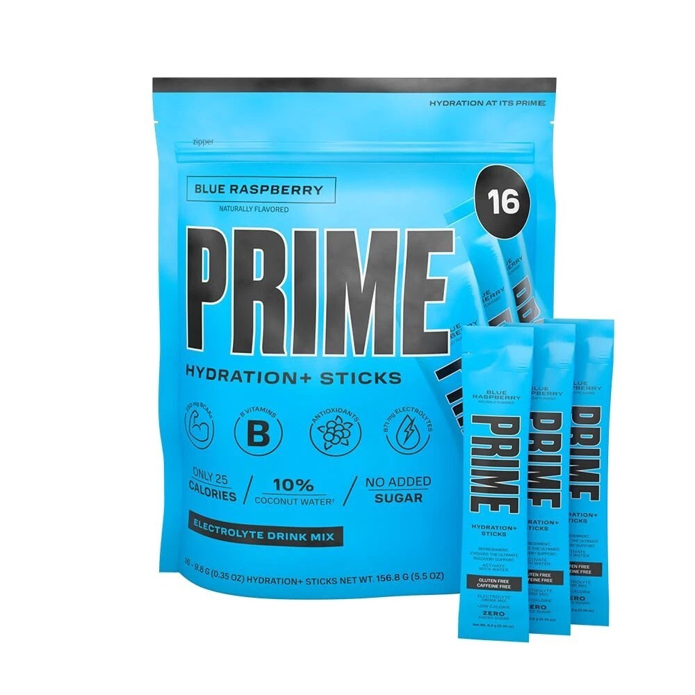PRIME HYDRATION+ Sticks Blue Raspberry | Hydration Powder 16 Single Serv... - $15.83