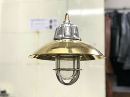 Lámpara Colgante De Pasaje De Aluminio Sólido Antiguo Con Sombra Lote 5 - £349.60 GBP