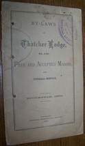 1873 Nottingham Ohio Free Accepted Masons By-laws of Thatcher Lodge Maso... - $19.79