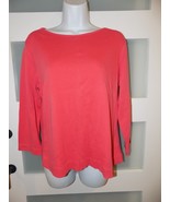 LANDS&#39; END Solid Coral Boat Neck 3/4 Sleeve Shirt Size M Women&#39;s - $18.05