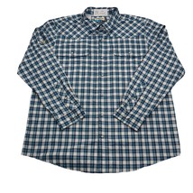 Magellan Shirt Mens XL Blue White Plaid Outdoors Fish Gear Loose Fit Long Sleeve - £20.26 GBP