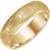 Authenticity Guarantee 
18k Yellow Gold 5MM Floral Wedding Band - £769.25 GBP+