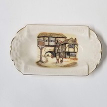 Country Village Ashtray 6&quot; Ceramic English Vintage Small Trinket Dish Go... - $7.92