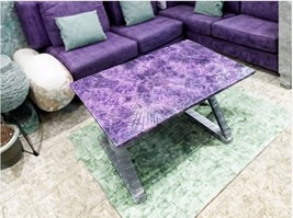 Amethyst Stone Countertop Dining Table Centerpiece Agate Slab Home Decor 36&quot;x24&quot; - £933.29 GBP