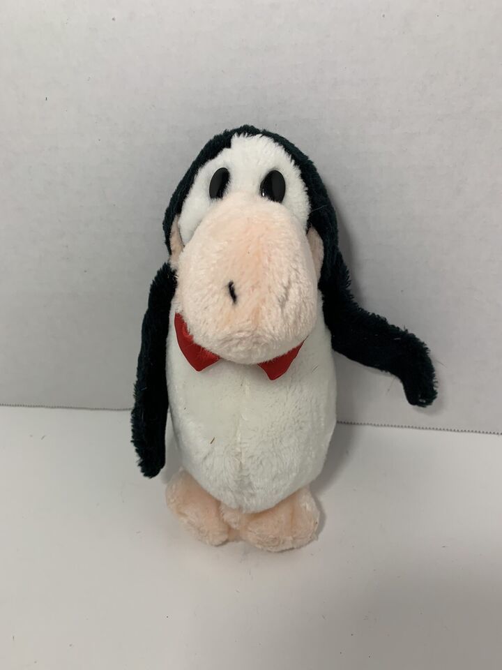 Primary image for Dakin Fun Farm Opus 1984 vintage plush black white penguin red bow tie stuffed