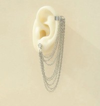 1 piece chain cuff earring with cubic zirconia crystal stud - 1 silver earring - £5.81 GBP