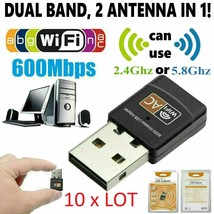 Lot Of 10 X Ac600 Mbps Dual Band 2.4/5Ghz Wireless Usb Mini Wifi Network 802.11 - £71.84 GBP