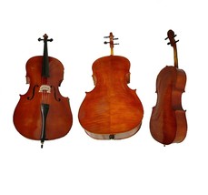 Merano Flamed Ebony Fitted Cello with Bow, Bag ~ 1/4 Size - £318.99 GBP