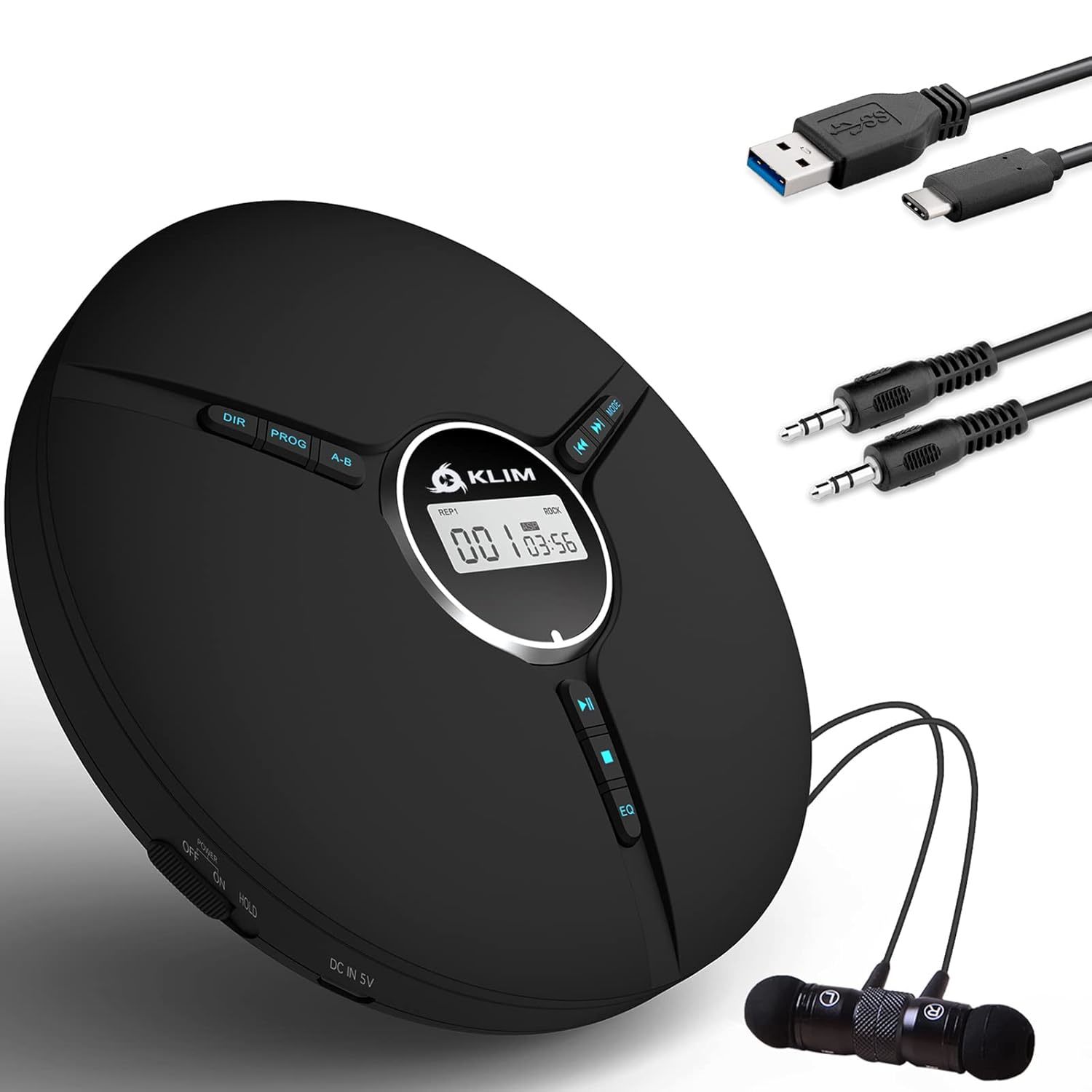 KLIM Discman Portable CD Player with a Built-in Battery - New 2022 Version + Ide