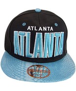 Atlanta Men&#39;s Snapback Baseball Cap (Black/Teal Textured Bill) - £11.95 GBP