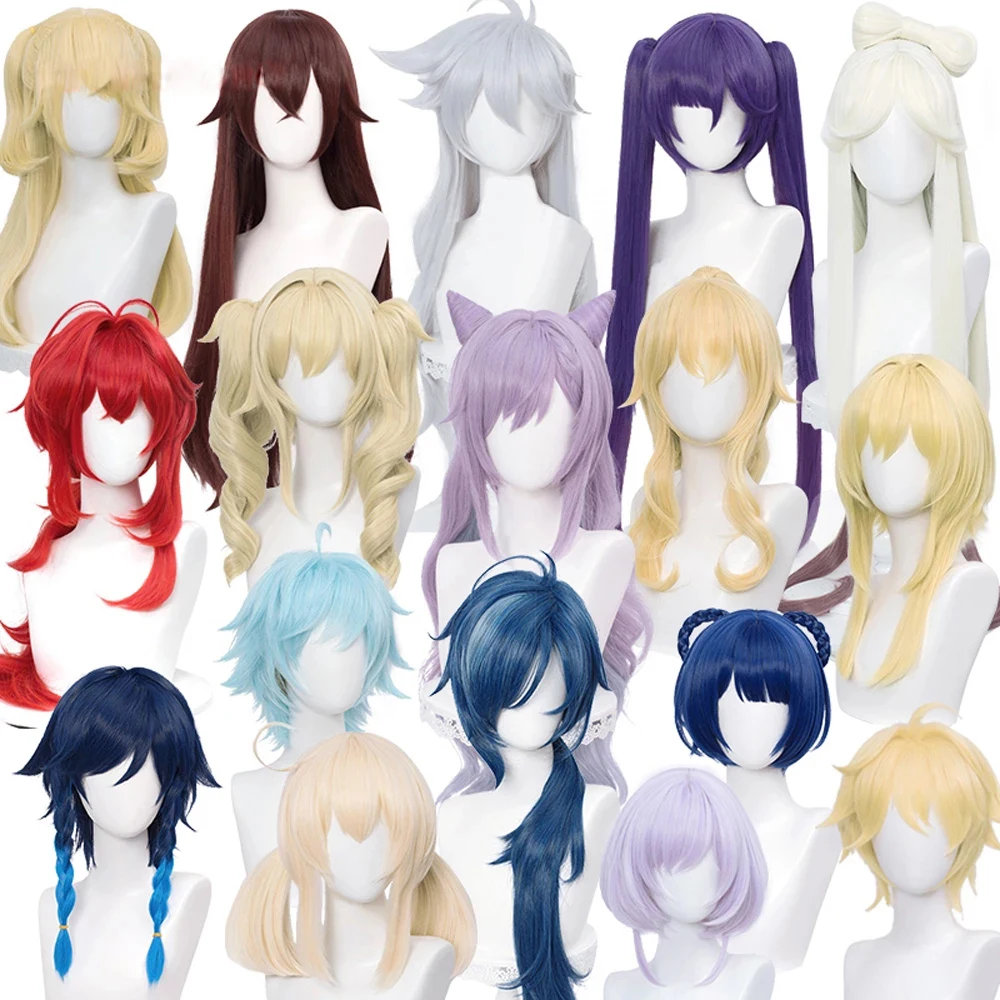 Genshin Impact Cosplay Wig Venti Keqing Barbara Fischl Kaeya Lumine Hutao Amb - £16.21 GBP+