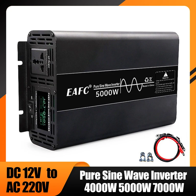 4000W 5000W 7000 Pure Sine Wave Inverter Powerful DC 12V To AC 220V Voltage 50HZ - £153.19 GBP+