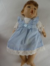 Berenguer 9&quot; Doll Expression Baby Girl Yawning Cute Blue Checked Dress - £10.73 GBP