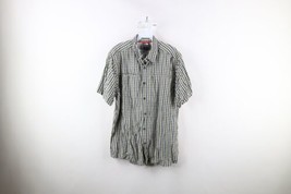 Vintage The North Face Mens Large Spell Out Short Sleeve Camp Button Shirt Plaid - £27.65 GBP