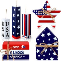 4th of July Tiered Tray Decor Memorial Day Decorations Patriotic Farmhouse Table - £37.29 GBP