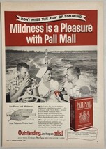 1956 Print Ad Pall Mall Cigarettes Lady Water Skiing Behind Boat of Smokers - £15.01 GBP