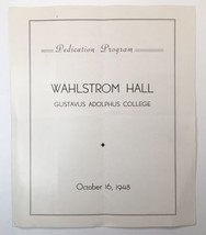 Dedication Program Wahlstrom Hall Gustavus Adolphus College 1948 Minnesota - £16.51 GBP