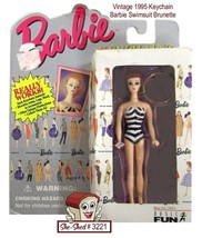 Vintage 1995 Barbie Swimsuit Brunette Keychain Basic Fun for Mattel NRFB - £11.76 GBP