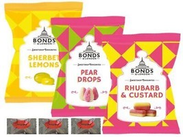 Bonds Of London British Hard Candy 3 Flavors-Sherbet Lemons,Pear,Custard... - £27.34 GBP