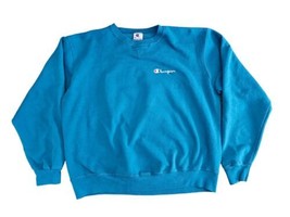 Vintage USA Made Champion Fleece Crewneck Teal Sweatshirt - Sz XL  - $23.75