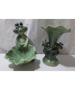2 Vtg La Dolce Vita JA Designs Frog Collection Figurine Trinket Candy Dish - £46.91 GBP