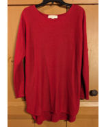 Michael Kors Womens Red Long Sleeve Tunic Knit Sweater Gold Side Zippers... - £14.40 GBP