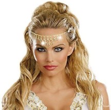 Dreamgirl Glittering Rhinestone Gold Headpiece Halloween Costume Accessory - £7.84 GBP