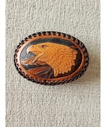American Eagle Leather Belt Buckle Western Cowboy Biker Patriot Vtg 90s - $34.95