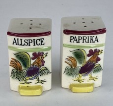 Vintage Japan Rooster Paprika and Allspice Shakers Ceramic - $32.73