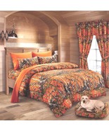 14 pc ORANGE CAMO SET KING COMFORTER SHEETS PILLOWCASES and CURTAINS - £93.44 GBP