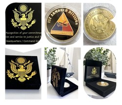 Us Army 1st Armored Division &quot;Hell On Wheels&quot; Challenge Coin With Velvet Case - £21.55 GBP