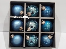 Doft Kugel Style Mercury Glass Crackled Blue Christmas Ornaments - $44.54