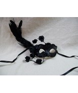 Gothic Black Rose Eye Mask Feathers Mysterious Queen Nightshade Briar Ma... - $23.78 CAD