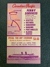 Vtg 1968 Canadian Pacific Ferry Princess Marguerite Seattle Canada Schedule - $7.10