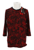 Under Armour Youth Boy&#39;s L Red Black Pattern 3/4 Sleeve Henley Shirt Wic... - $44.54