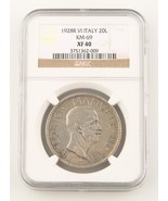 1928-R VI Italia 20 Lire Argento Moneta XF-40 NGC Vittorio Emanuele Roma... - $519.81