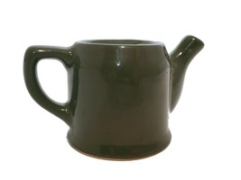Vintage Dark Olive Green Pottery Teapot Handmade Stoneware Water pitcher no lid - £8.69 GBP