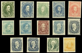 CSA Set of 14 SPRINGFIELD Reprints/Facsimiles of First Confederate Stamps - £10.18 GBP