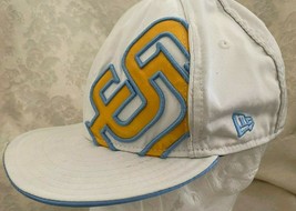 San Diego Padres New Era 9Fifty White gold blue logo  fitted 7 1/2 Hat - £17.51 GBP