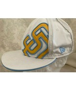 San Diego Padres New Era 9Fifty White gold blue logo  fitted 7 1/2 Hat - £17.45 GBP